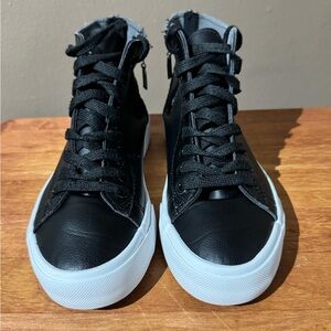 Black High-Top Sneakers with White Soles